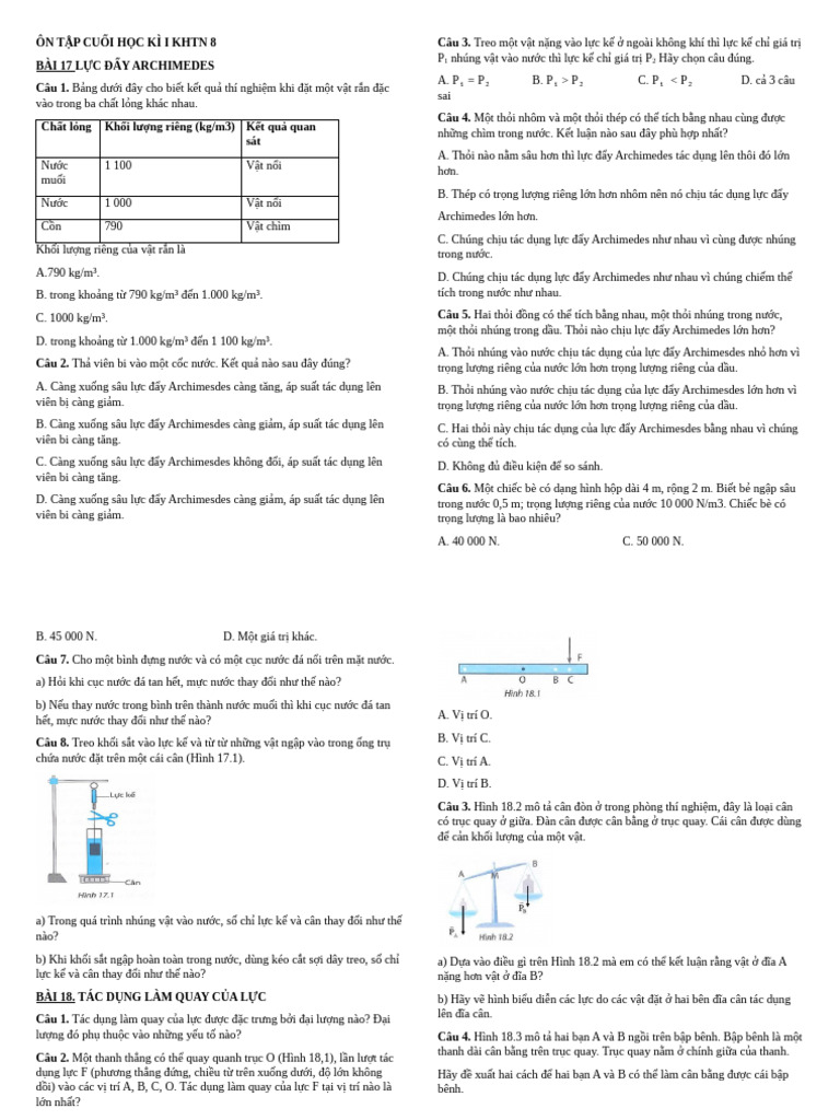 Ôn Tập Khtn Lí 8 Theo Sbt | PDF