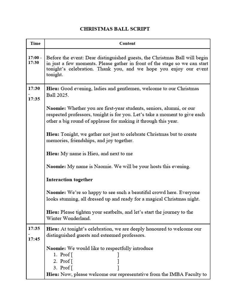 Christmas Ball - Detailed Script - Update - Final | PDF