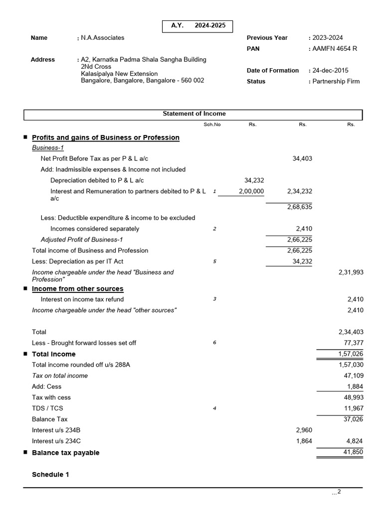 Income Compuatation 23-24 | PDF | Income Statement | Expense