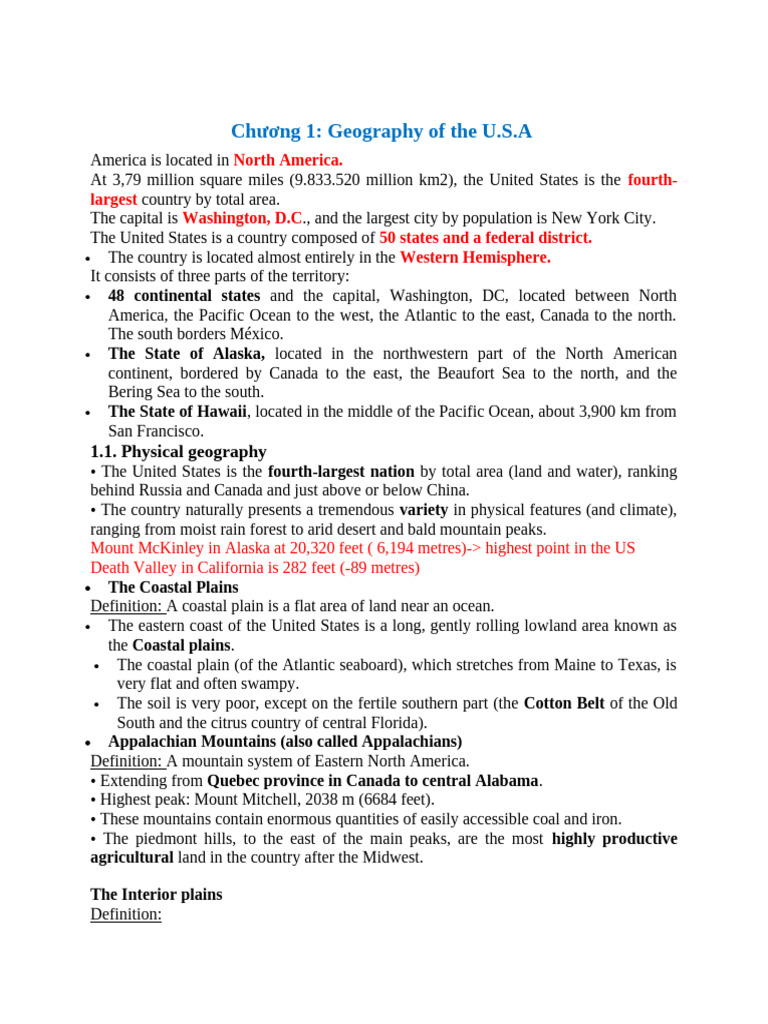 Geography of the United States Overview | PDF