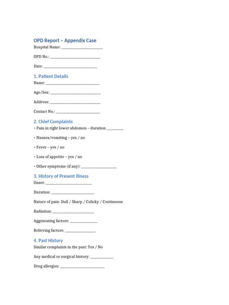 Appendix OPD Report Format | PDF