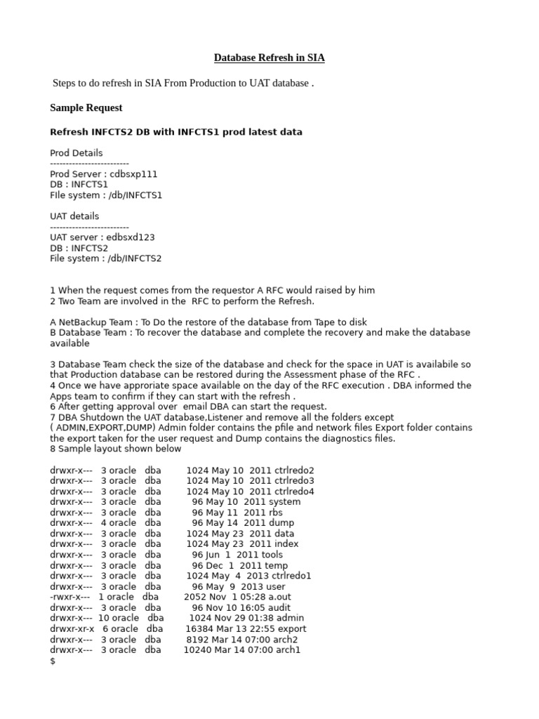 Database Refresh in SIA | PDF | Databases | Computer File