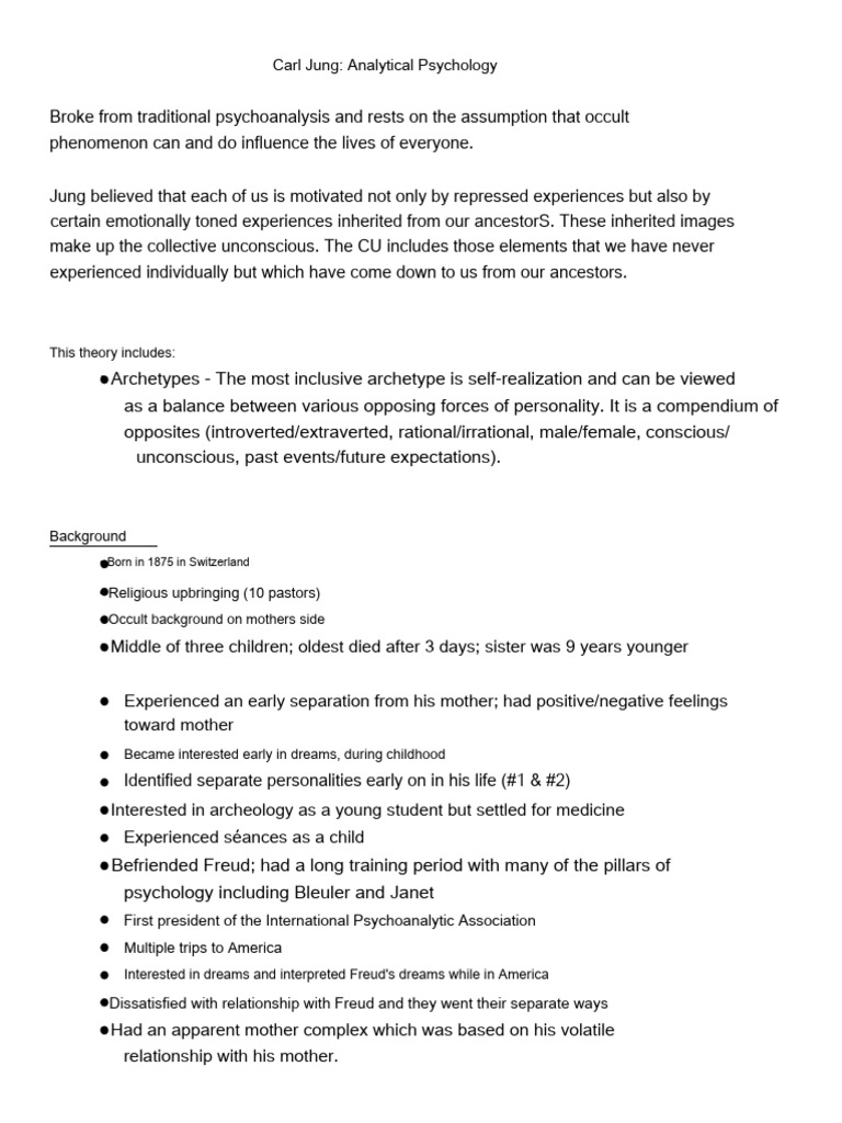 Jung's Analytical Psychology Explained | PDF | Unconscious Mind ...