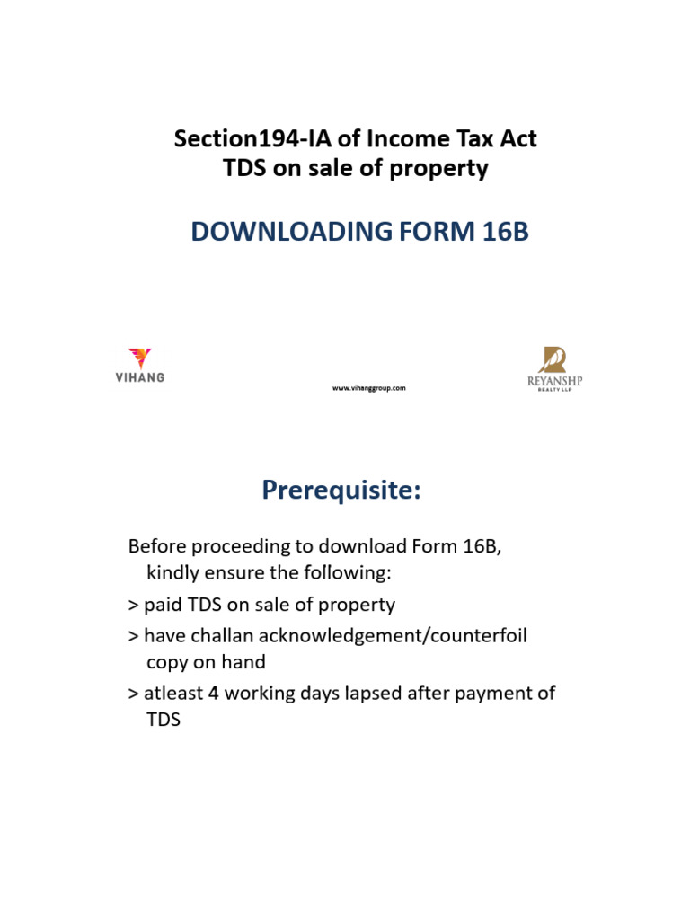 TDS on Property Sale: Download Form 16B | PDF | Government Finances ...