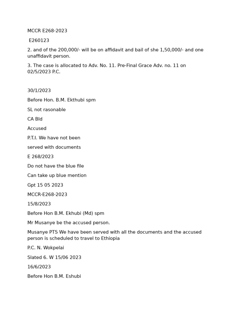 MCCR E268-2023 Legal Proceedings Summary | PDF | Common Law