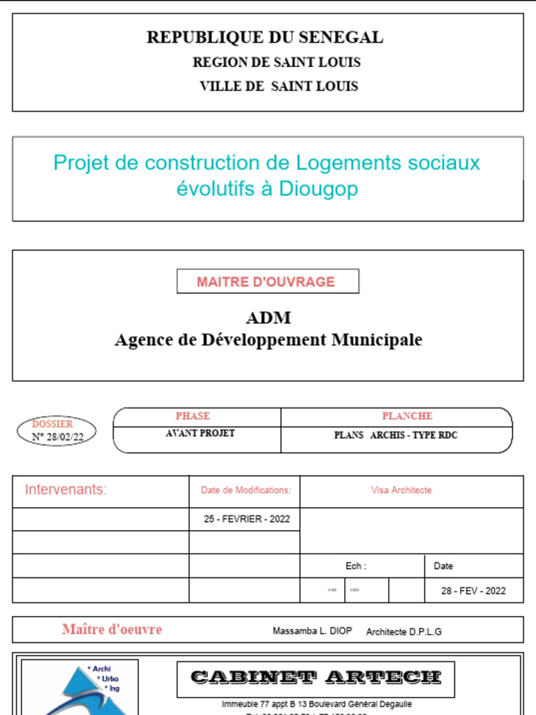Projet de Logements Sociaux à Diougop | PDF | Fenêtre | Conception ...