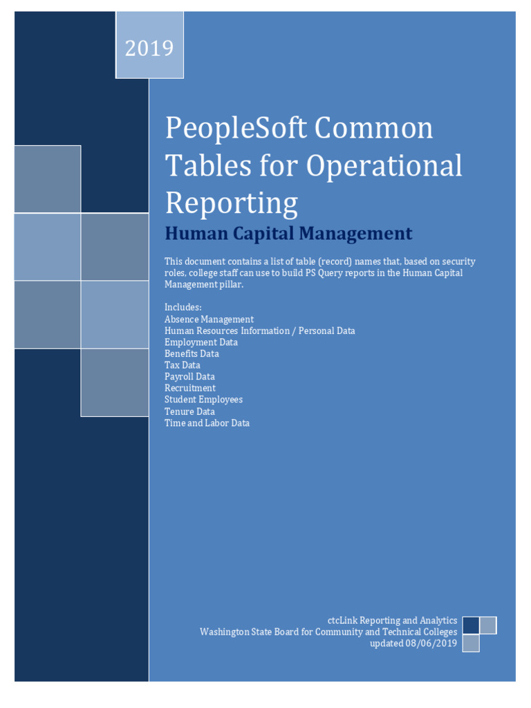 PeopleSoft HCM Reporting Tables Guide | PDF | Payroll | Employment