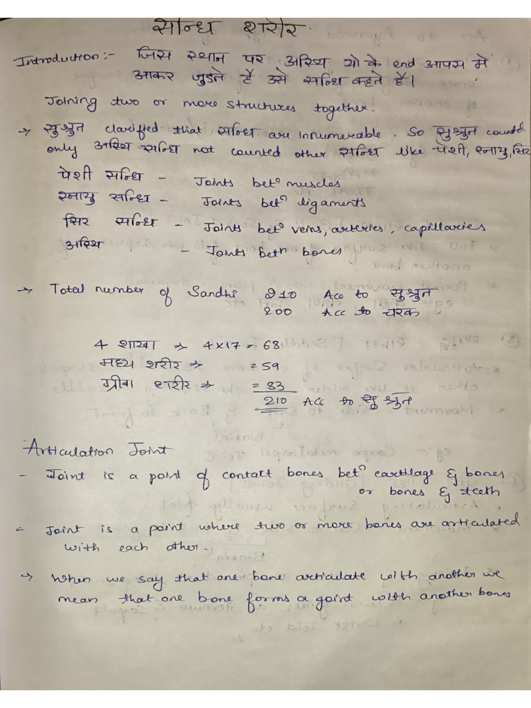 Sandhi, Sira, Snayu, Peshi | PDF