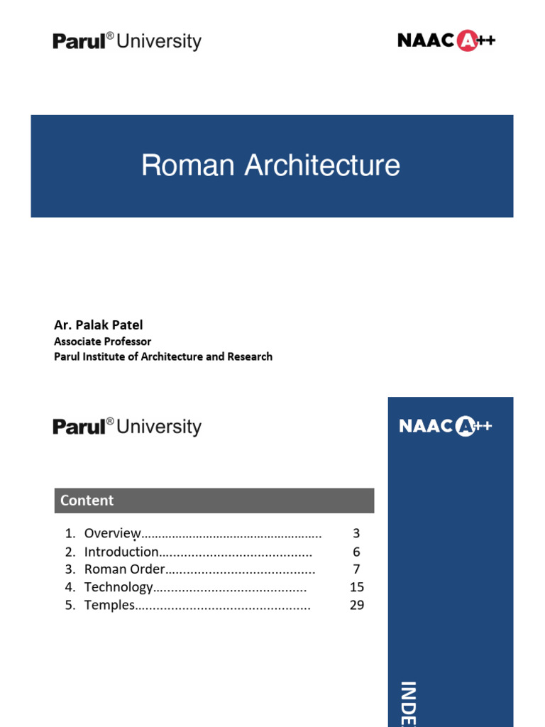 Roman Architecture: Orders and Innovations | PDF | Column | Vault ...