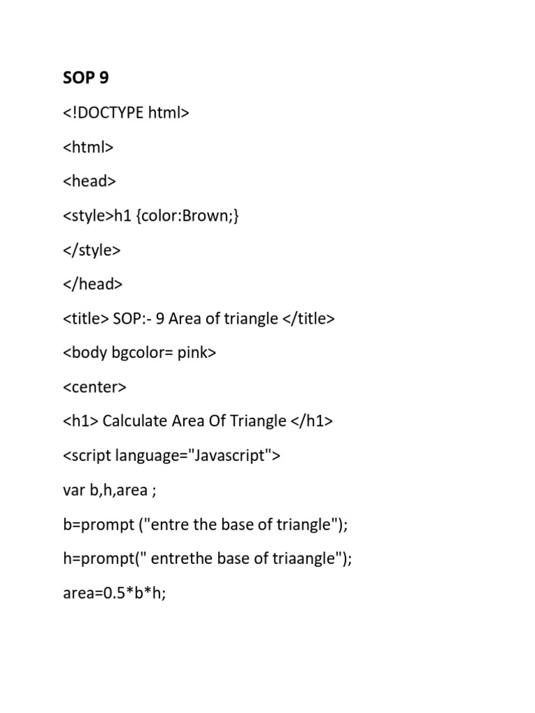 Calculate Triangle Area with JavaScript | PDF