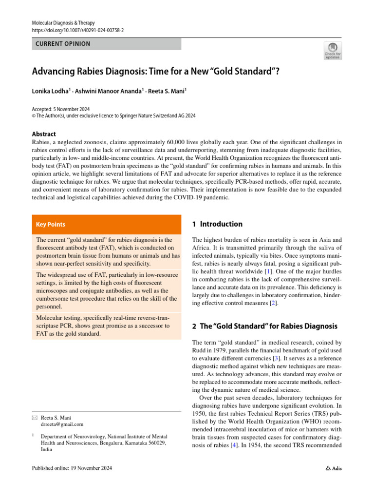 New Standards in Rabies Diagnosis | PDF | Rabies | Real Time Polymerase ...