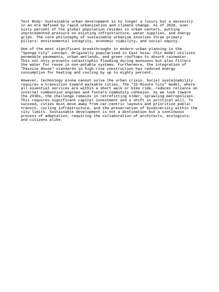 Sustainable Urban Development in The 21st Century | PDF