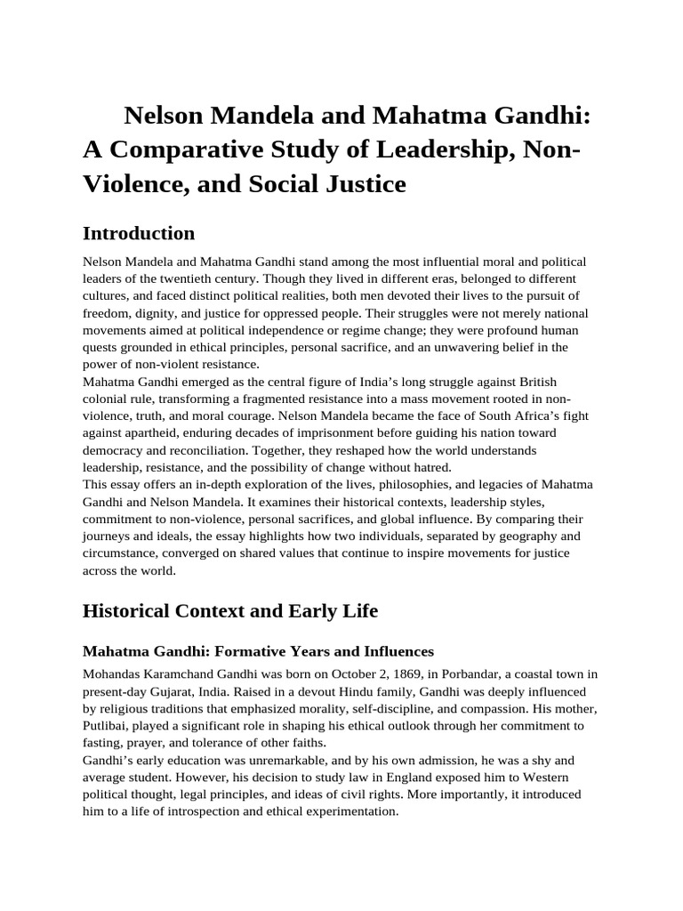 Mandela vs. Gandhi: Leadership & Non-Violence | PDF | Mahatma Gandhi ...
