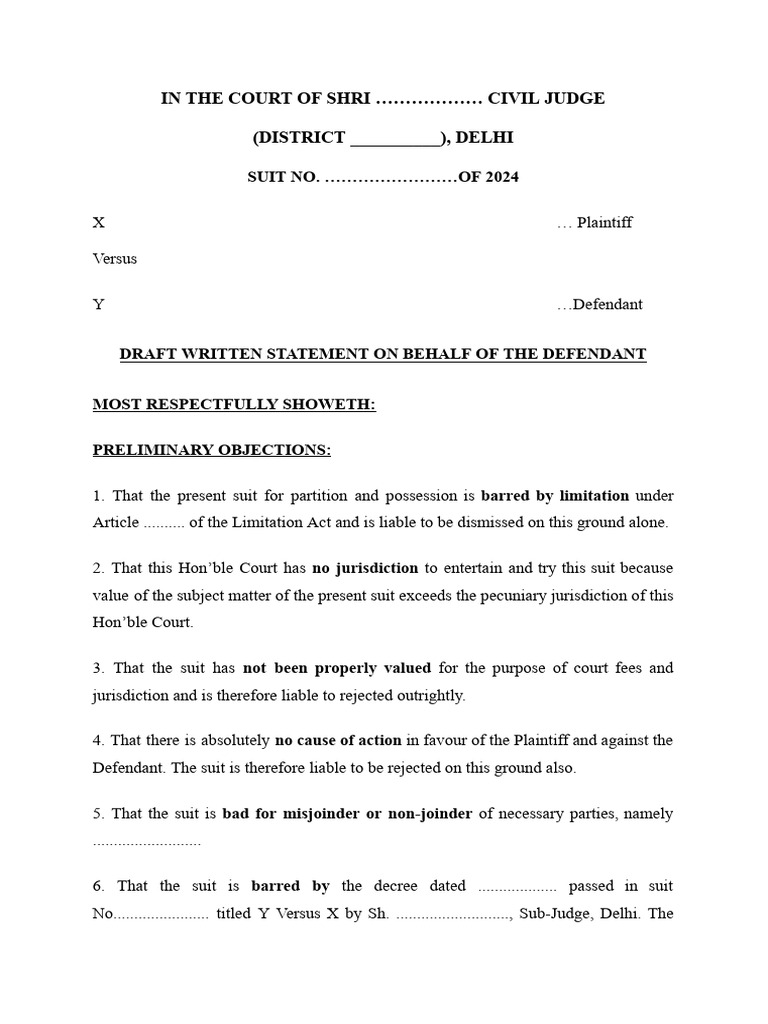 Defendant's Written Statement & Counter-Claim | PDF | Lawsuit | Affidavit