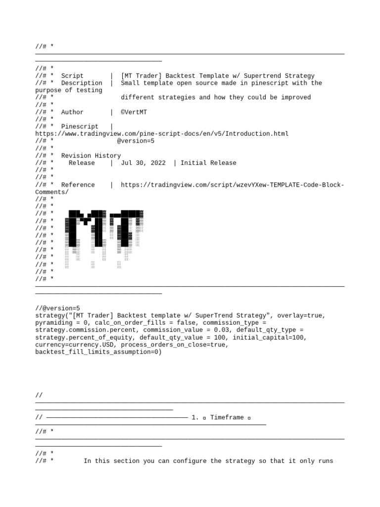 Supertrend Strategy Backtest Template | PDF | Spacetime