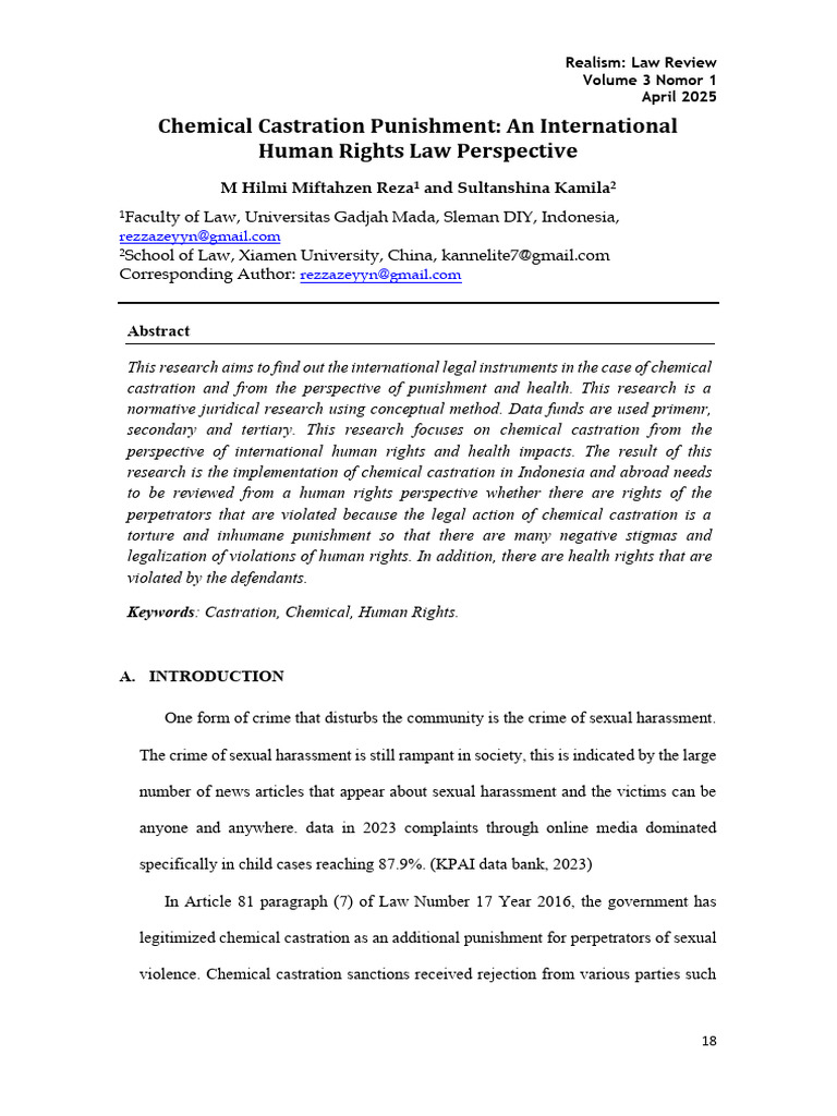 Chemical Castration and Human Rights Analysis | PDF | Crimes | Crime ...