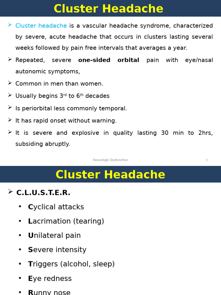 Cluster Headache | PDF