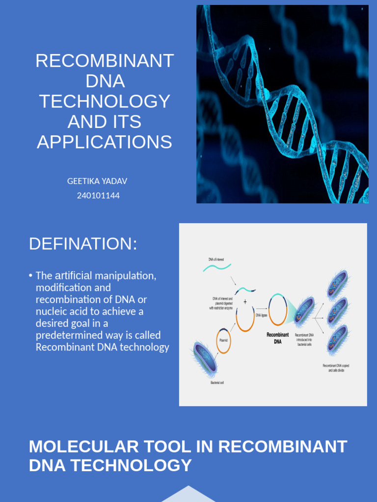 Recombinant Dna Technology and Its Applications | PDF | Restriction ...