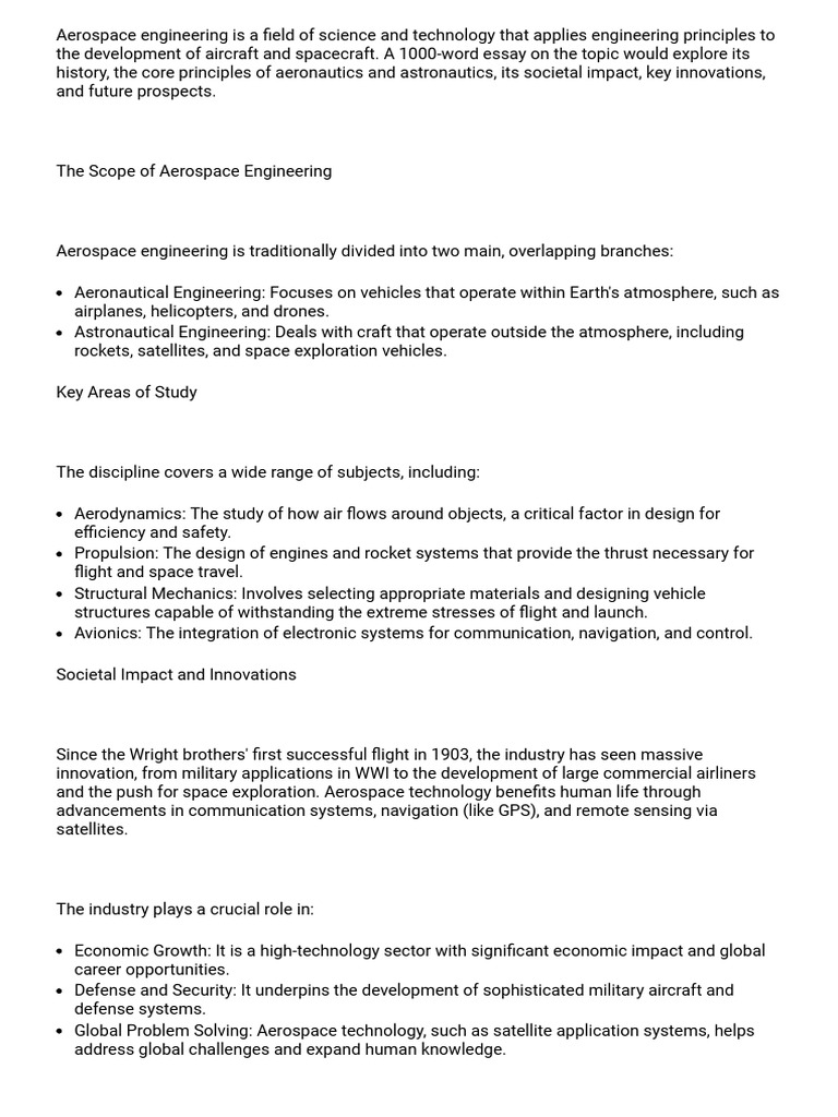 Overview of Aerospace Engineering | PDF | Aerospace Engineering ...