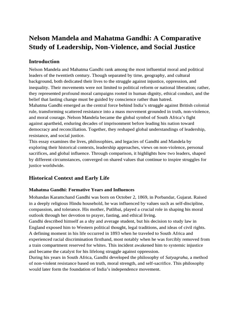 Gandhi and Mandela: Leaders of Non-Violence | PDF | Mahatma Gandhi ...
