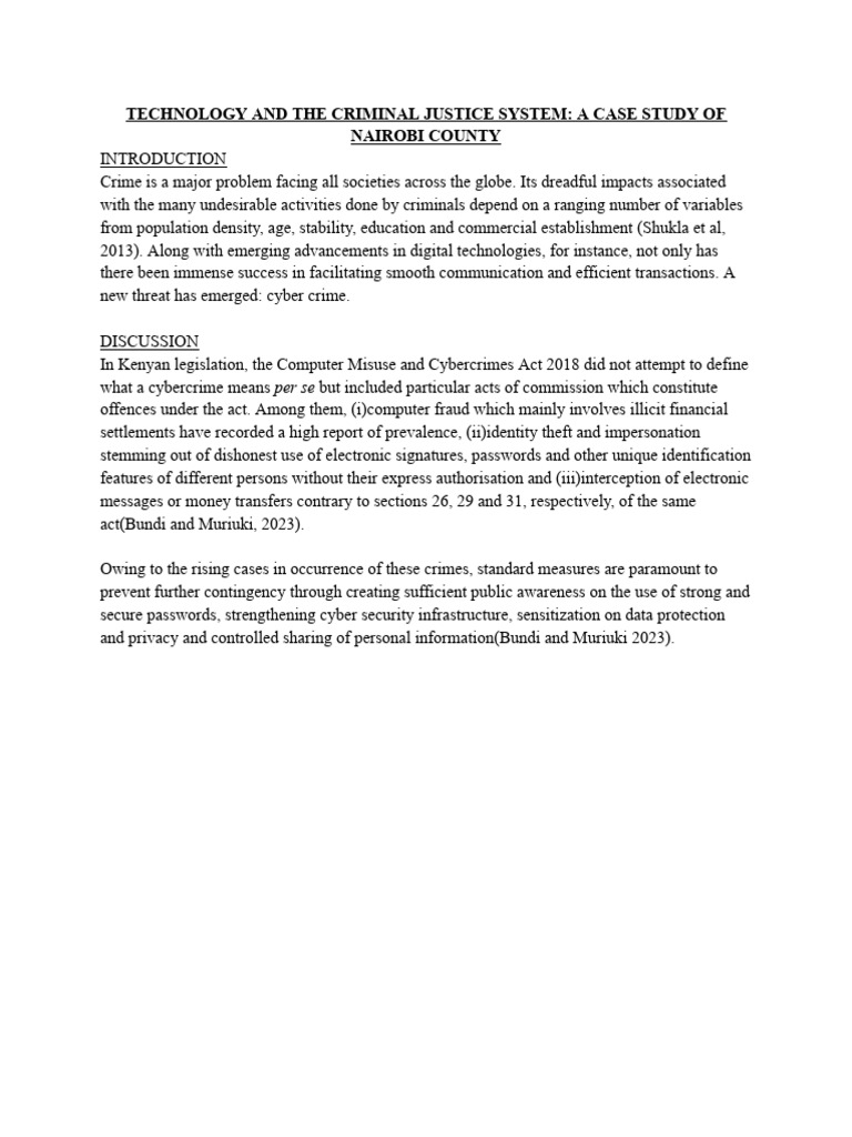 Technology and The Criminal Justice System - A Case Study of Nairobi ...