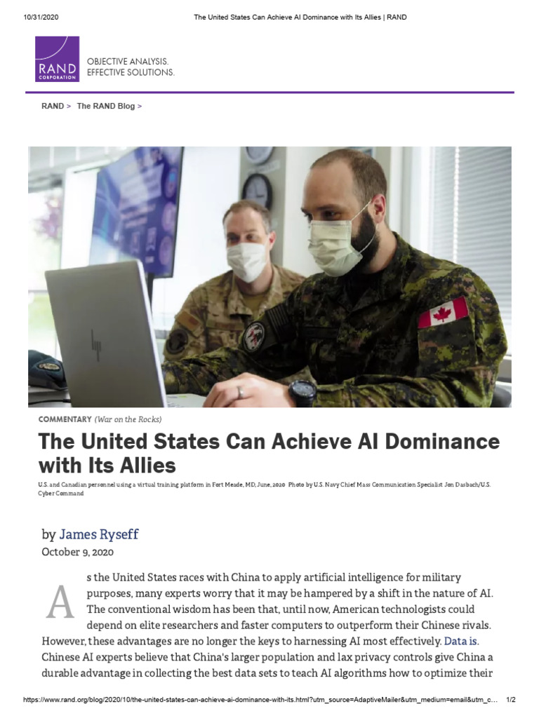 The United States Can Achieve AI Dominance With Its Allies - RAND | PDF ...