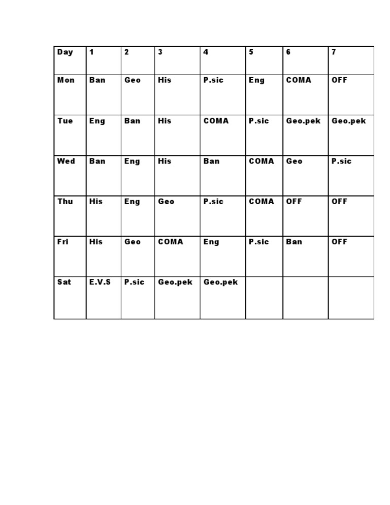 Time Table | PDF