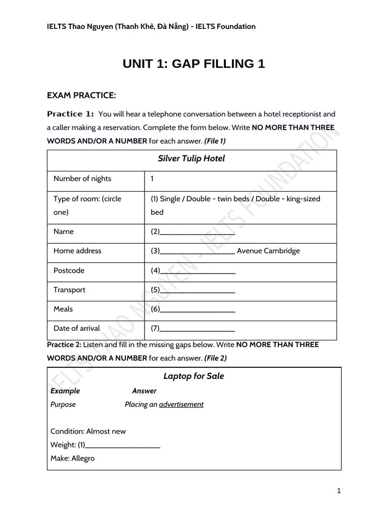 IELTS Listening Practice Exercises | PDF