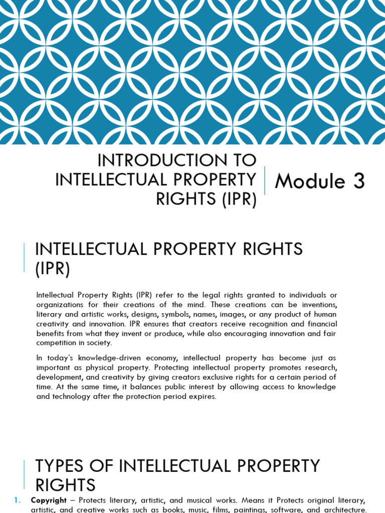 Understanding Intellectual Property Rights | PDF | Patent | Patent ...