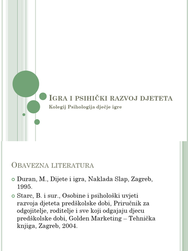 Igra i Razvoj Djeteta | PDF