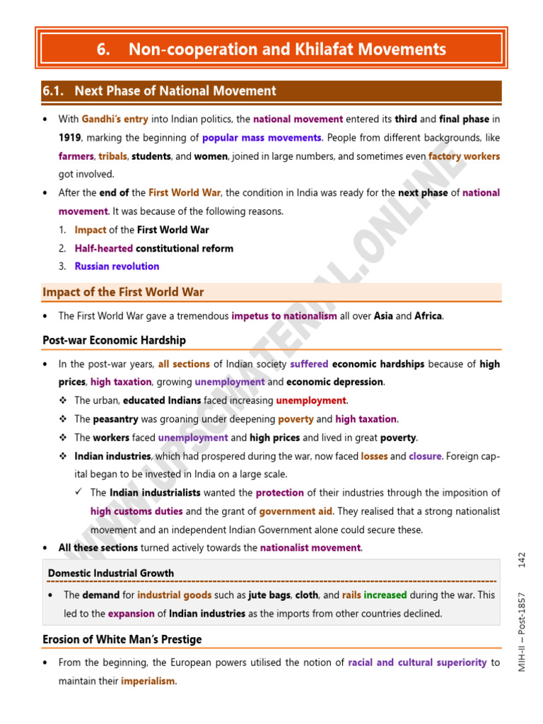 Chap-21 Non-Cooperation and Khilafat Movements | PDF | Mahatma Gandhi ...