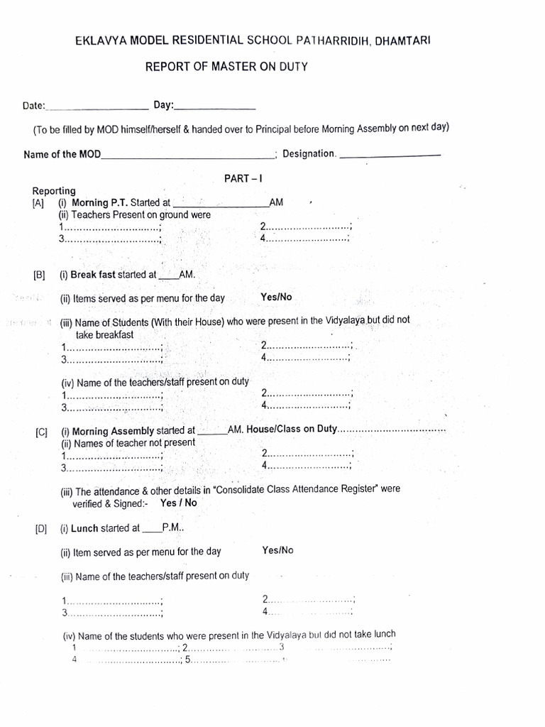 Daily MOD Report for School Activities | PDF