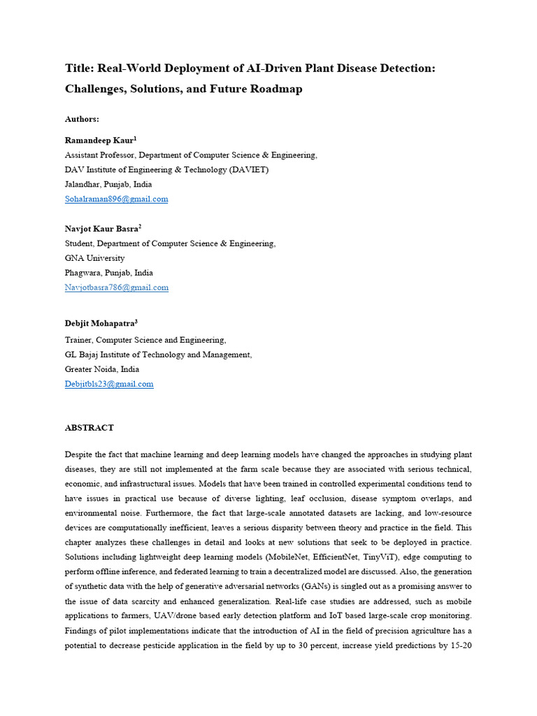 AI Solutions for Plant Disease Detection | PDF | Deep Learning ...