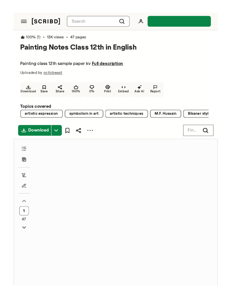 Document814821669painting Notes Class 12th in English | PDF