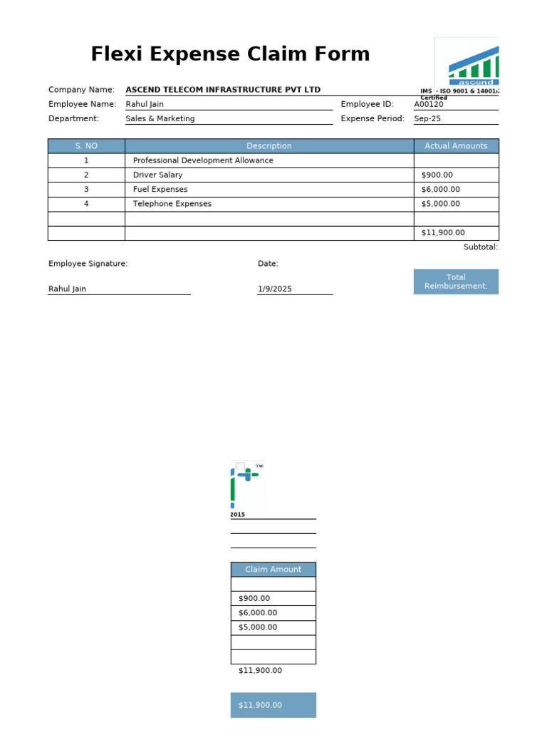 Flexi Expenses Form | PDF