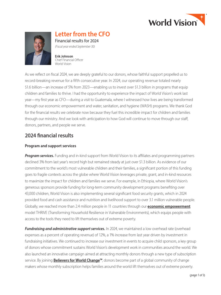 BC20705 FY24 Annual Review CFO Letter F2 | PDF | Fundraising | World ...