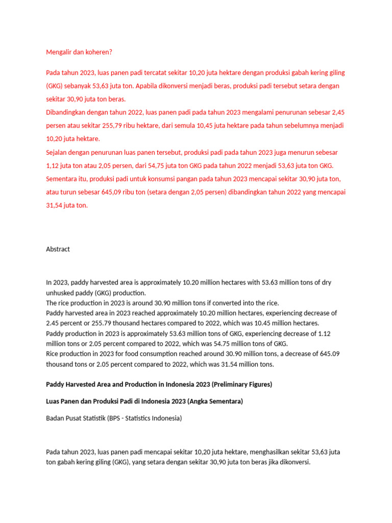 BPS Release Date | PDF | Agriculture | Rice