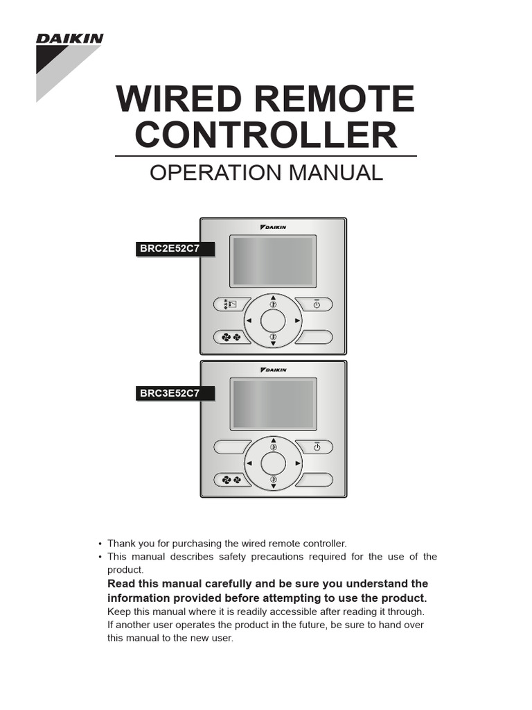 Wired Remote Controller Manual | PDF | Air Conditioning | Backlight