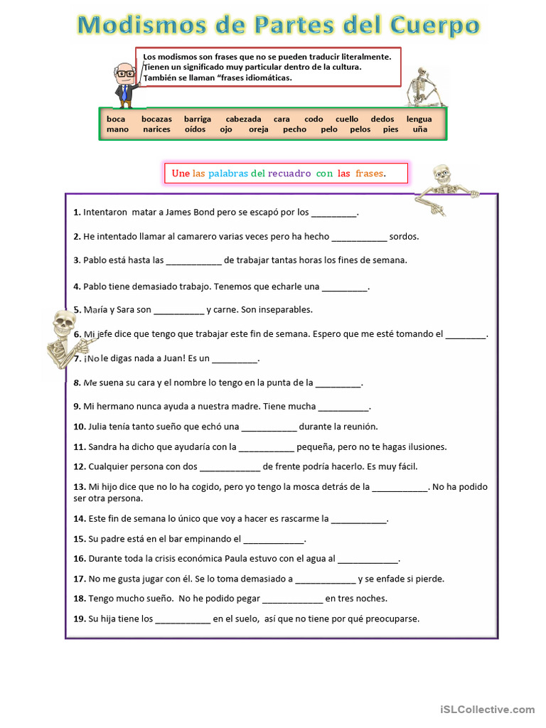 Modismos en español: Ejercicios y orígenes | PDF