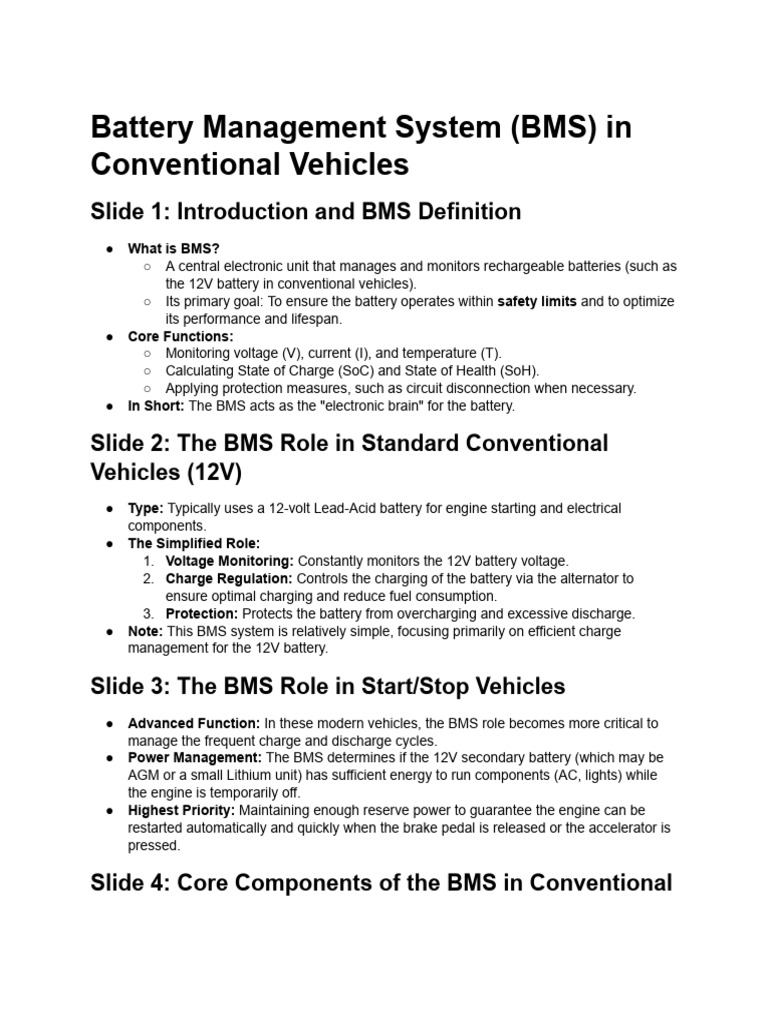 Battery Management System in Vehicles | PDF | Rechargeable Battery ...