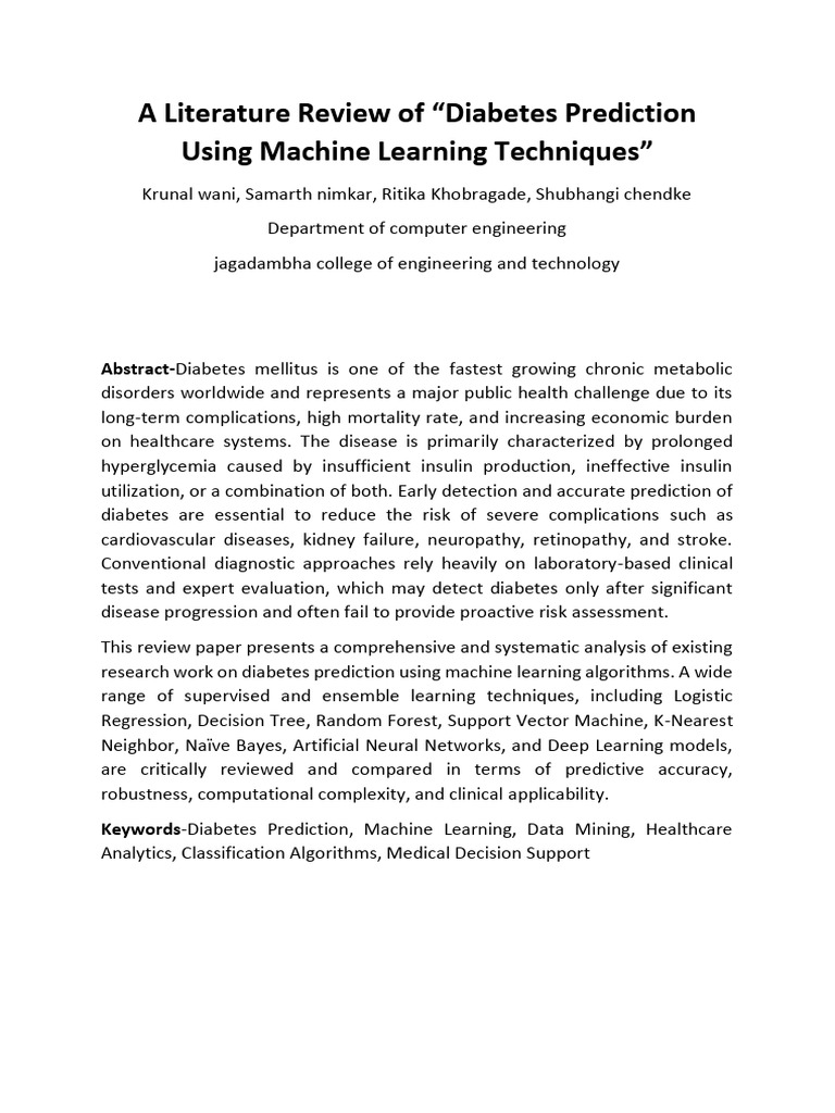 Diabetes Prediction with Machine Learning | PDF | Machine Learning ...