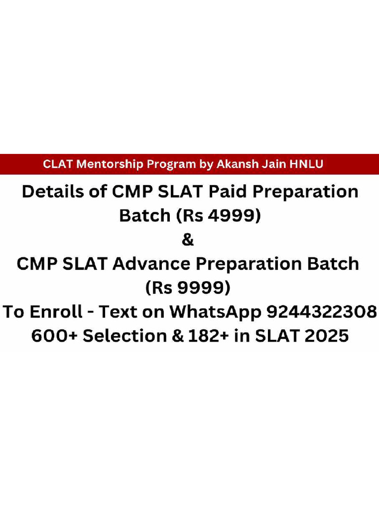 CMP SLAT Paid Batch | PDF