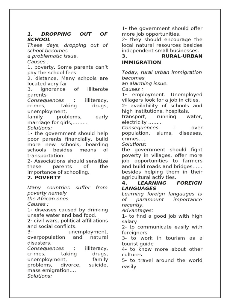 Causes and Solutions for School Dropout | PDF | Cost Of Living ...