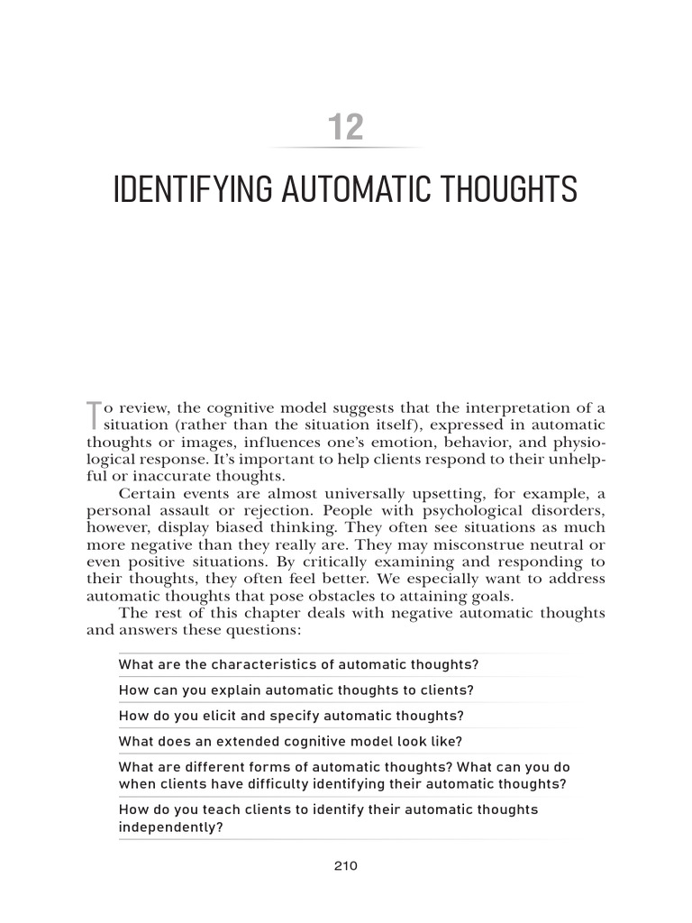 Understanding Automatic Thoughts in CBT | PDF | Thought | Emotions