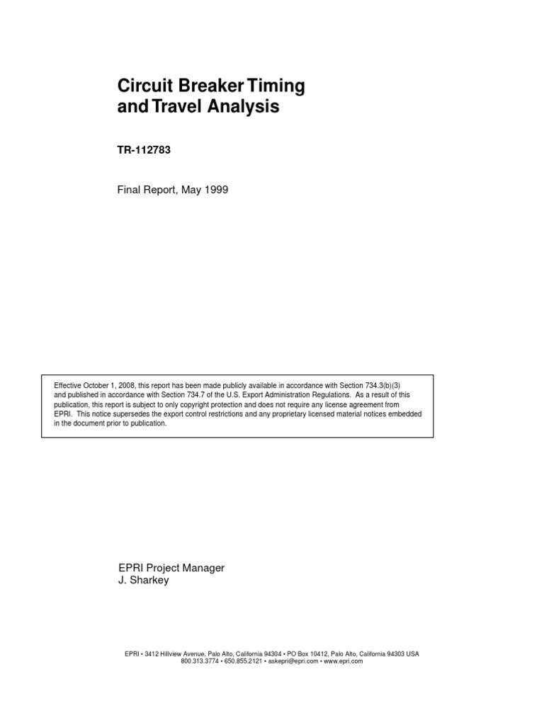 Circuit Breaker Timing & Travel Analysis TR112783 PDF Switch