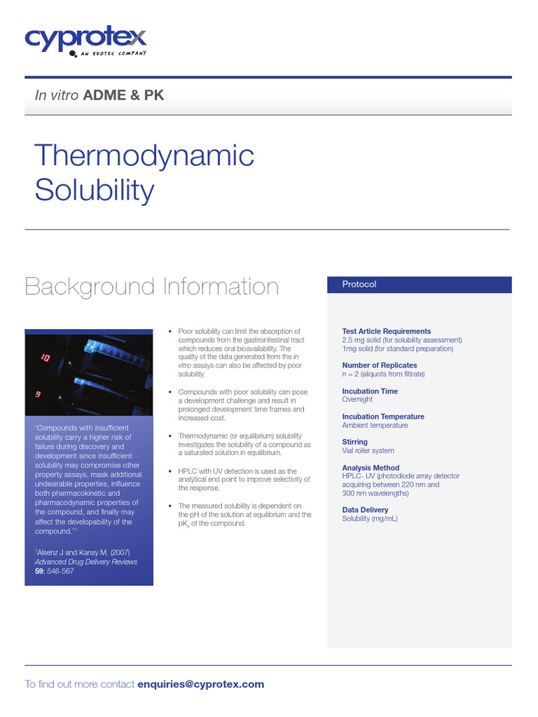 Thermodynamic Solubility Assessment Guide | PDF | Solubility | Ph