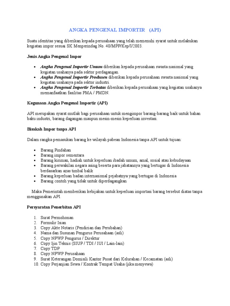 Angka Pengenal Importir Adalah Pdf