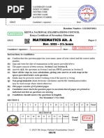 KCSE 2025 Mathematics Paper 1 Marking Scheme | PDF | Area | Circle