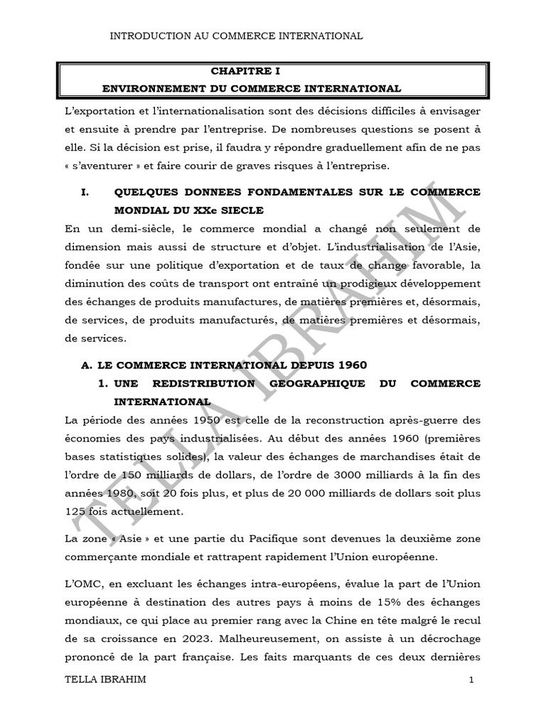 Commerce International : Évolution et Accords | PDF | Accord général ...