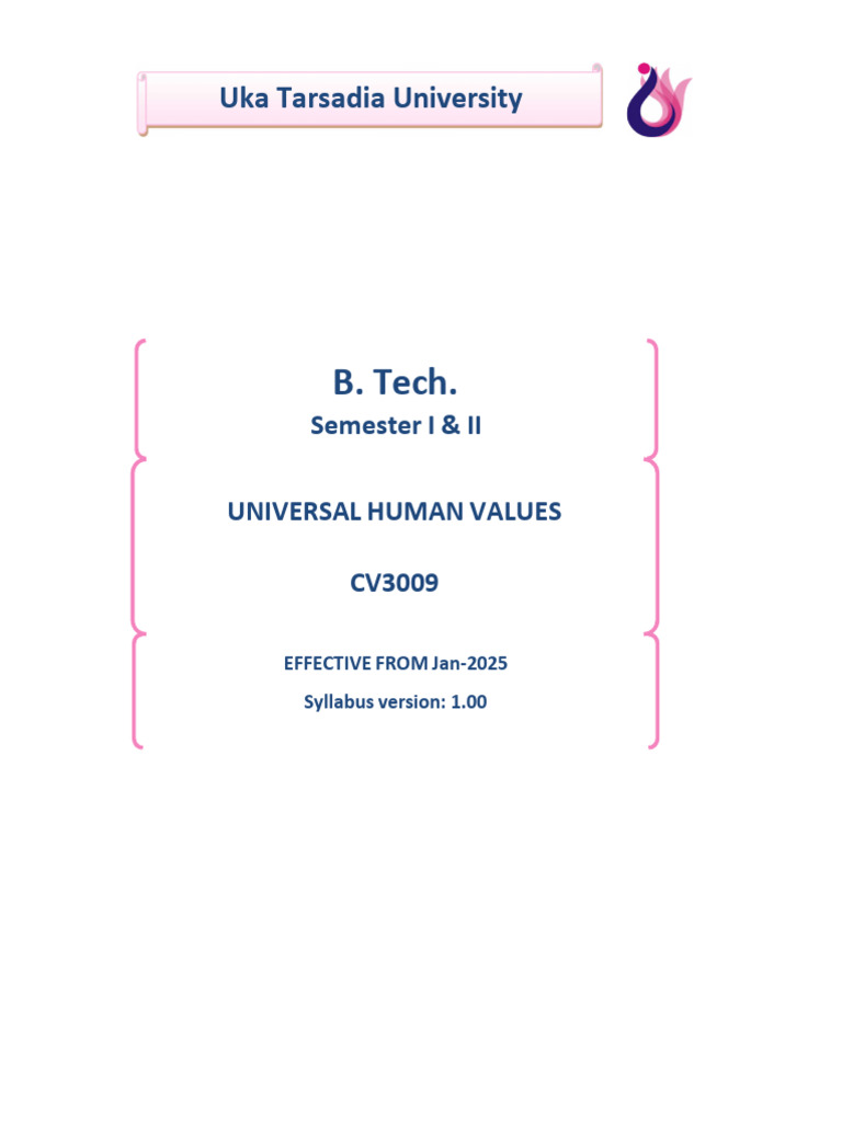 Universal Human Values Syllabus CV3009 | PDF | Engineering | Knowledge